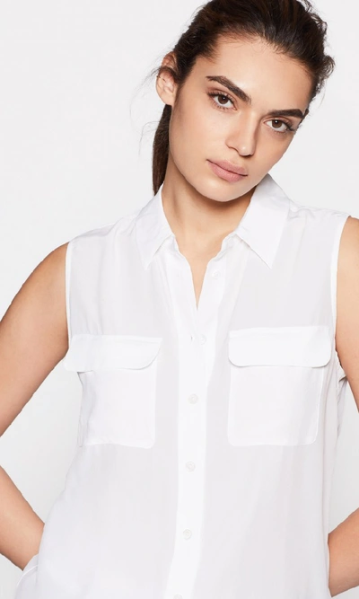 Shop Equipment Sleeveless Slim Signature Silk Shirt In White