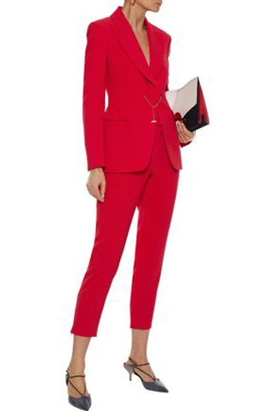 Shop Altuzarra Henri Cropped Crepe Tapered Pants In Tomato Red