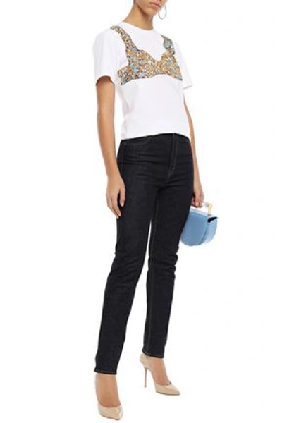 Shop Victoria Beckham High-rise Slim-leg Jeans In Dark Denim