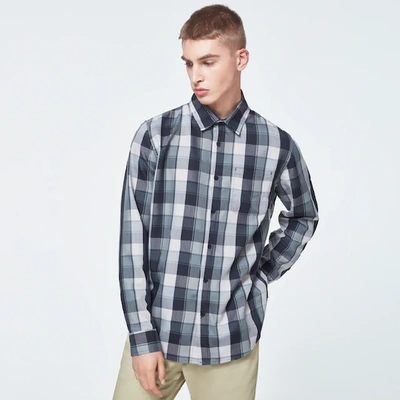 Shop Oakley Checked Woven Long Sleeve Shirt 5 In Gray
