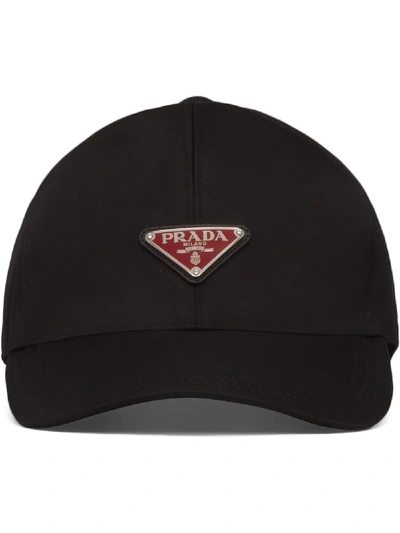 Shop Prada Logo Plaque Cap In Black