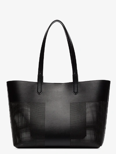 Shop Tom Ford Black Perforated Leather Tote Bag