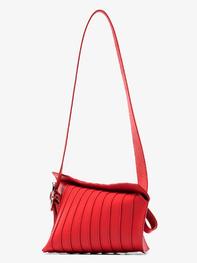 Shop Venczel Red Aera S Stripe Leather Shoulder Bag