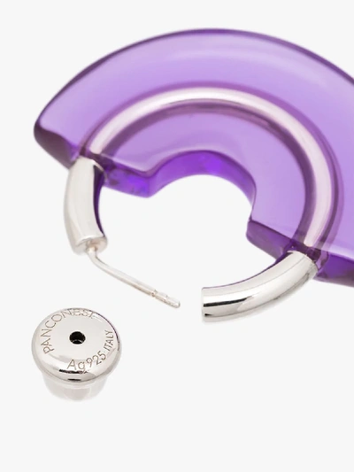 Shop Panconesi Sterling Silver Layered Hoop Earrings In Purple