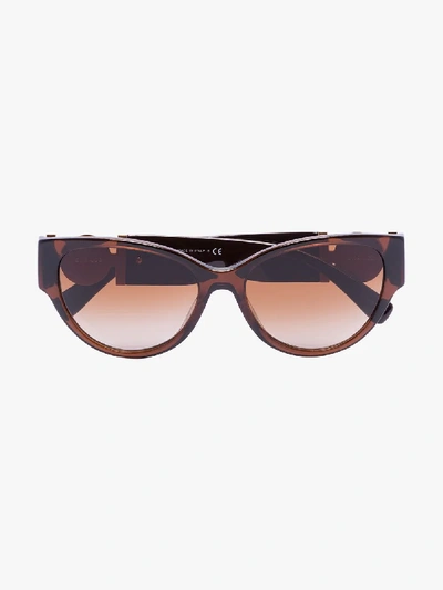 Shop Versace Brown Medusa Medallion Cat Eye Sunglasses In 530813 Transparent Brown Brown Gradient