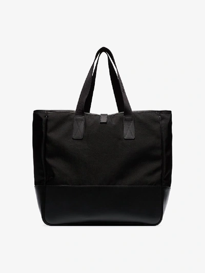 Shop Alexander Mcqueen Black Shopper 35 Logo Tote Bag