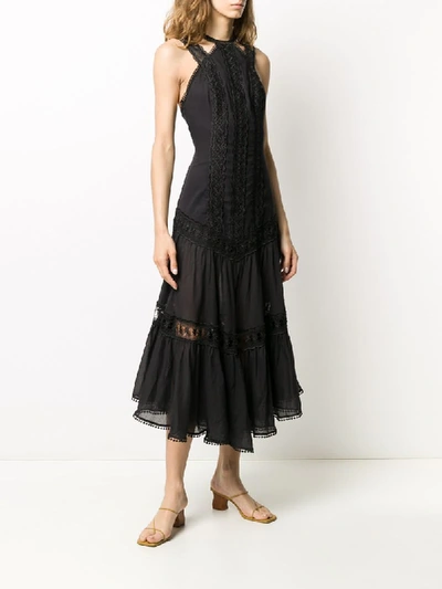 Shop Charo Ruiz Lace-trimmed Halterneck Dress In Black