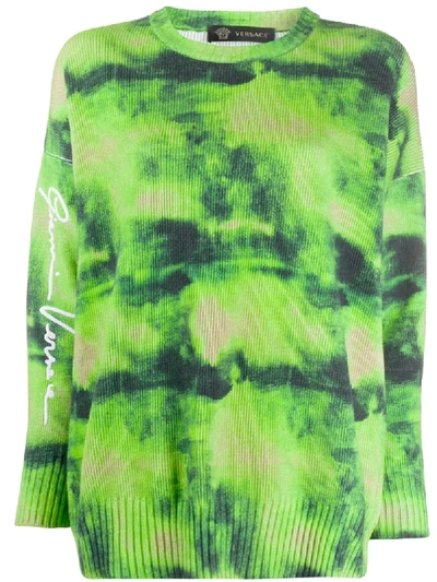 Shop Versace Gv Tie-dye Jumper In Green
