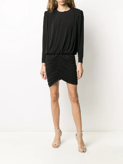Shop Retroféte Ruched Mini Dress In Black