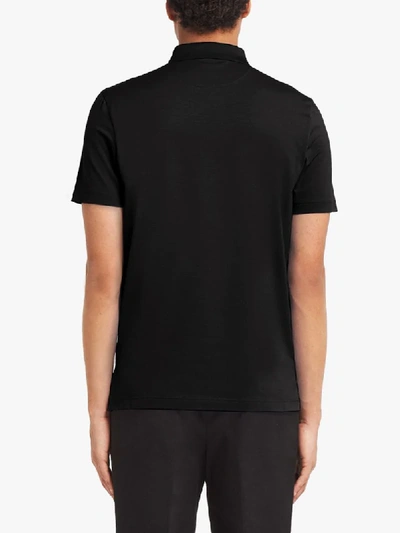Shop Prada Logo Embroidered Polo Shirt In Black