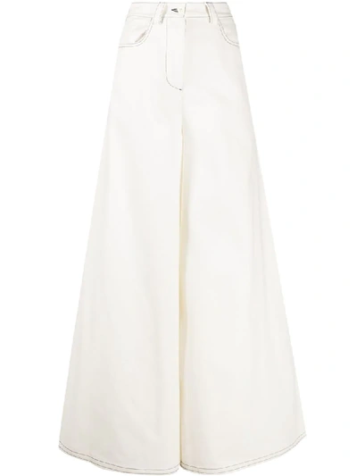 Shop Sunnei High-waisted Wide-leg Jeans In White