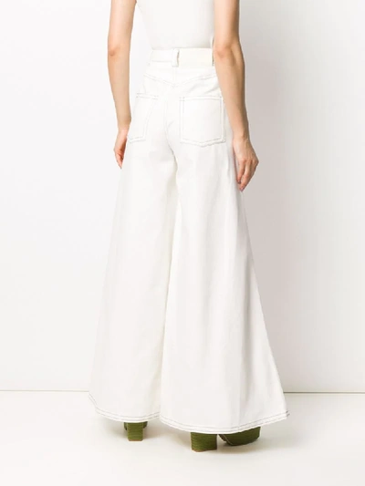 Shop Sunnei High-waisted Wide-leg Jeans In White