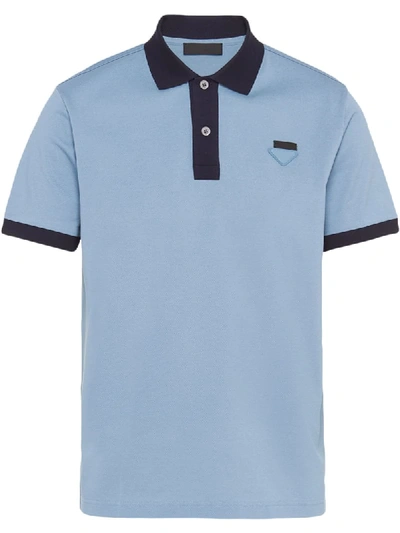 Shop Prada Two-tone Polo Shirt In Blue