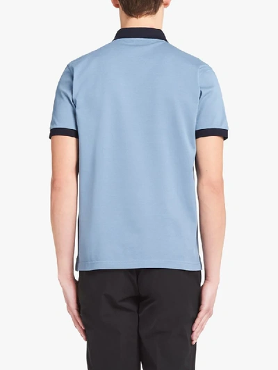 Shop Prada Two-tone Polo Shirt In Blue