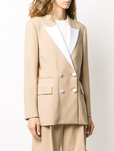 Shop Racil Two-tone Double-breasted Blazer In Neutrals