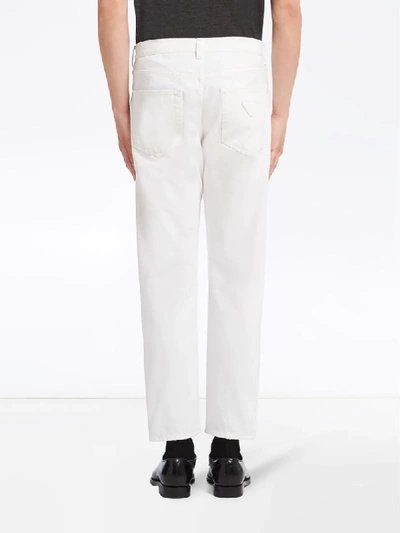 Shop Prada Straight-leg Cropped Denim Jeans In White