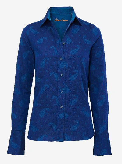 Shop Robert Graham Priscilla Paisley Shirt In Teal