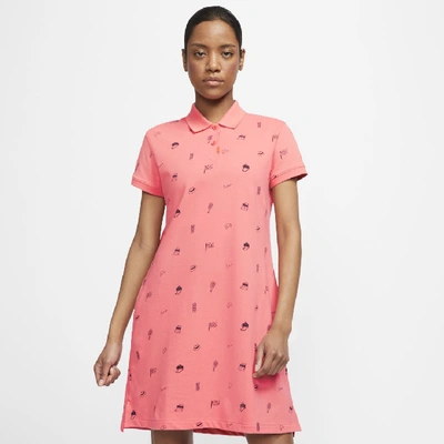 Shop Nike The  Polo Women's Printed Dress In Sunblush,brilliant Orange