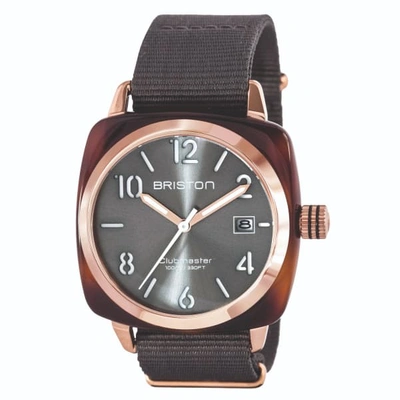 Shop Briston Watches Briston Clubmaster Classic 3 Hand Tortoise Shell Acetate, Grey Sunray Dial And Rose Gold
