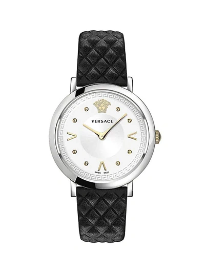 Shop Versace Pop Chic Stainless Steel Leather-strap Watch