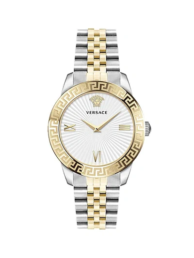 Shop Versace Greca Signature Lady Two-tone Stainless Steel Logo Bracelet Watch