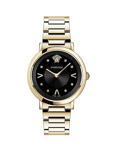 Shop Versace Pop Chic Lady Two-tone Ip Gold Stainless Steel Analog Bracelet Strap Watch