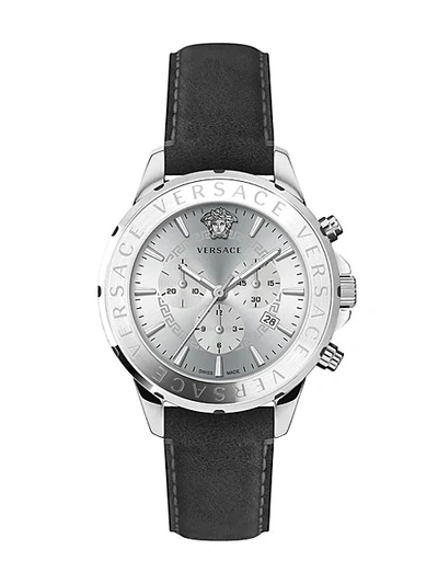 Shop Versace Chrono Signature Stainless Steel & Leather Chronograph Watch