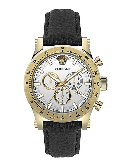 Shop Versace Chrono Sporty Two-tone Stainless Steel & Leather Strap Chronograph Watch