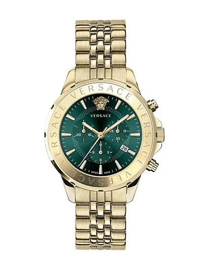 Shop Versace Chrono Signature Ip Gold Stainless Steel Bracelet Watch