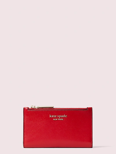 Shop Kate Spade Spencer Small Slim Bifold Wallet In Hot Chili