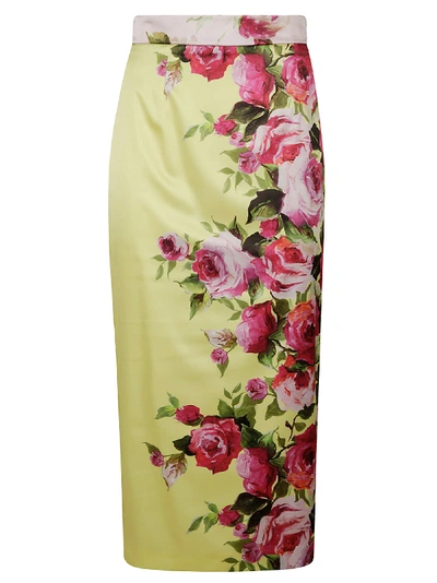 Shop Blumarine Floral Print Skirt In Yellow/pink