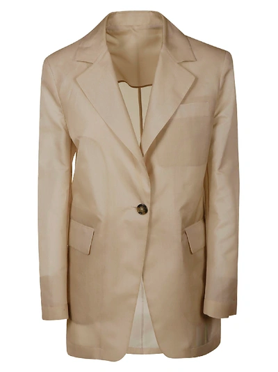 Shop Msgm Single-buttoned Long Blazer In Light Brown