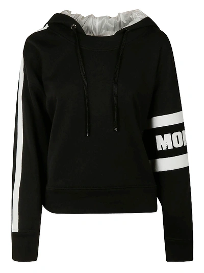 Shop Moncler Sleeve Logo Print Hoodie In Black