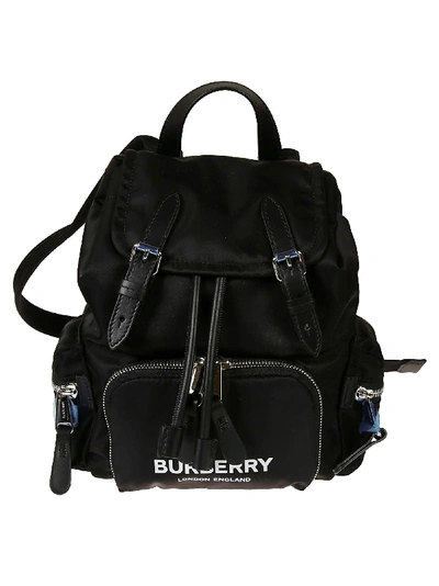 Shop Burberry Front Zip Logo Print Backpack In Black