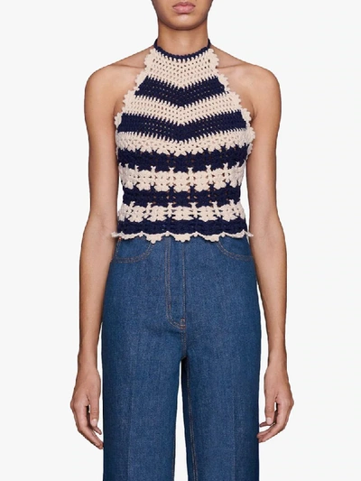 Shop Gucci Crochet-knit Tank Top In Blue