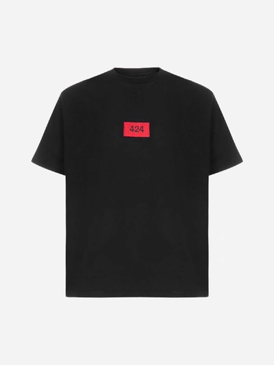 Shop 424 Logo Cotton T-shirt In Black