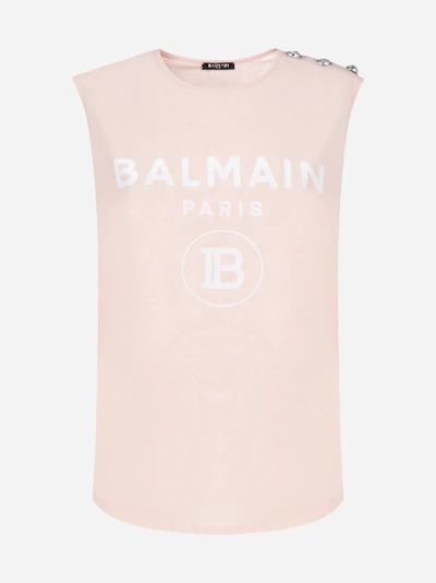 Shop Balmain Top In Cotone Con Logo
