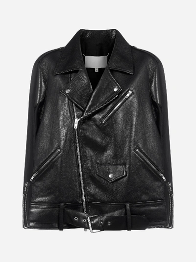 Shop Maison Margiela Memori Of Leather Biker Jacket