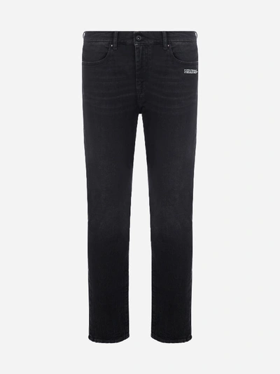 Shop Off-white Jeans Skinny In Denim Stretch