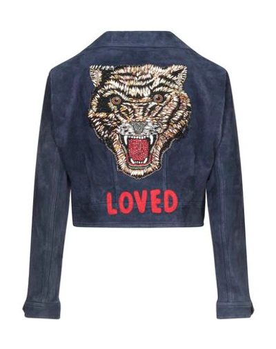 Shop Gucci Biker Jacket In Dark Blue