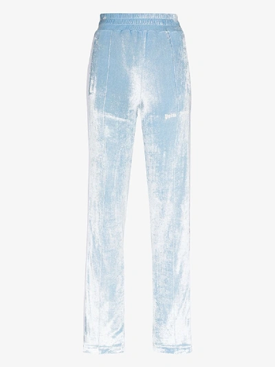Shop Palm Angels Chenille Tracksuit Trousers In Blue