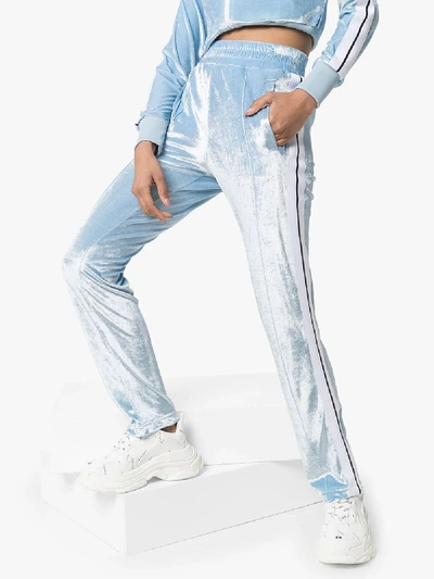 Shop Palm Angels Chenille Tracksuit Trousers In Blue