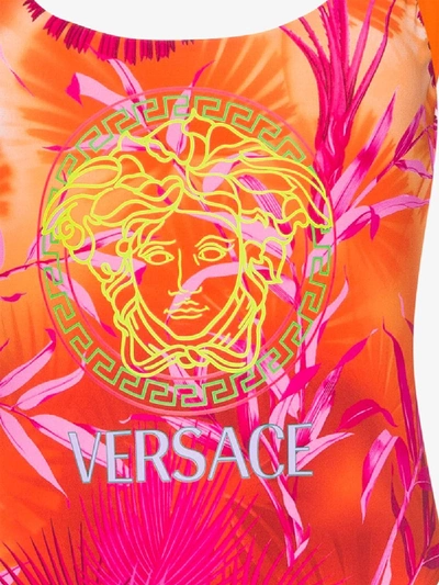 Shop Versace Jungle Print Swimsuit In Pink