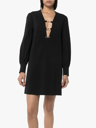 Shop Gucci Horsebit Detail Mini Dress In Black