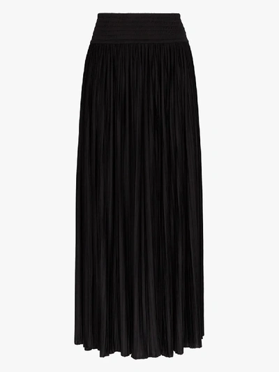 Shop Balmain Pleated Side-slit Skirt In Black