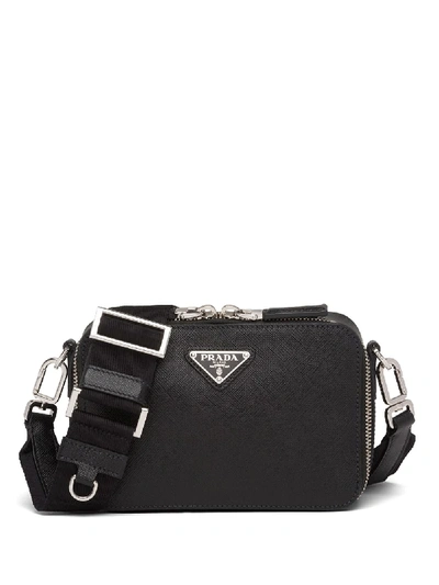 Prada Blue Brique Bag In Re-nylon And Saffiano Leather In Black | ModeSens