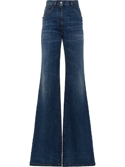 Shop Prada Flared High-rise Jeans In Blue