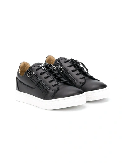Shop Giuseppe Junior Side-zip Low-top Sneakers In Black