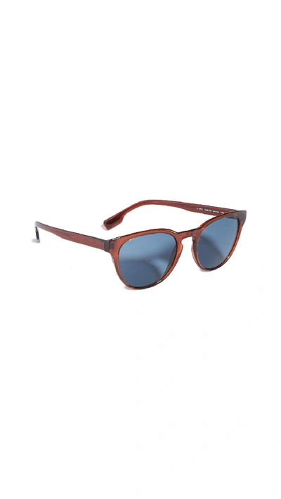 Shop Burberry Classic Round Sunglasses In Transparent Brown/brown