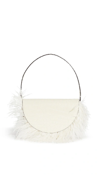 Shop Staud Amal Feathered Bag In Cream